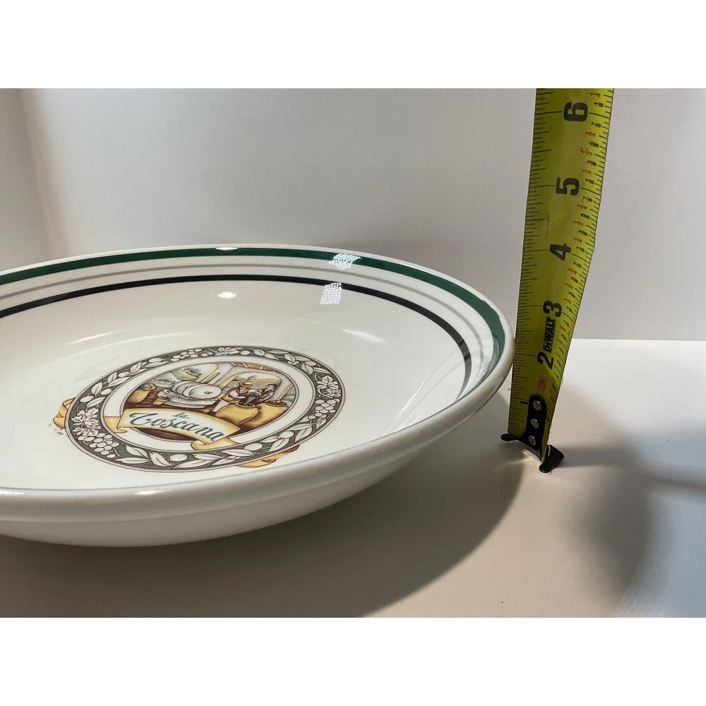 La Toscana Made in Italy Ceramic Bowl‎ Green Stripe Accent